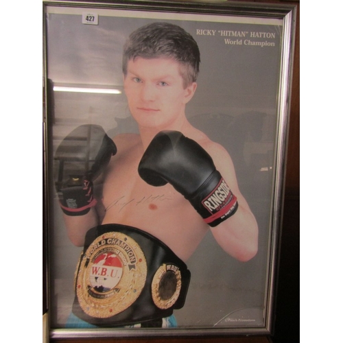 427 - RICKY HATTON, colour poster of a young Ricky Hatton, signed across chest, also a Boxing Legends prin... 