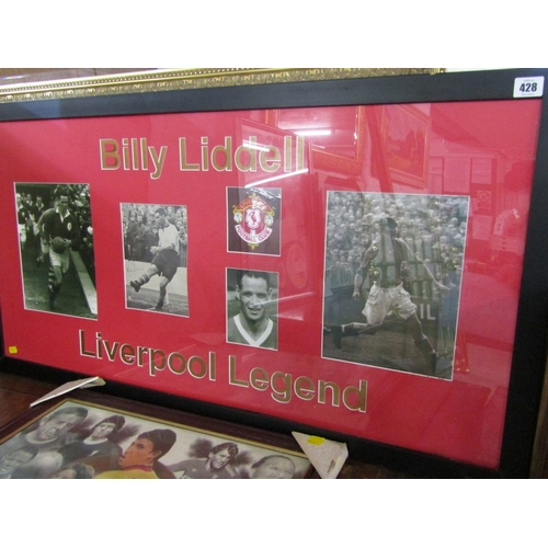 428 - LIVERPOOL LEGENDS, Billy Liddell signed display, also print of Liverpool Legends