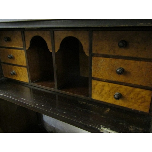 461 - BUREAU DISPLAY CASE, astragal glazed bookcase with bureau below on shaped base, a/f