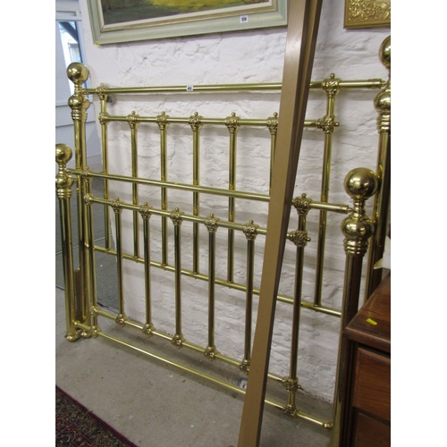 464 - BRASSED FRAMED DOUBLE BED, 145cm (4ft6)