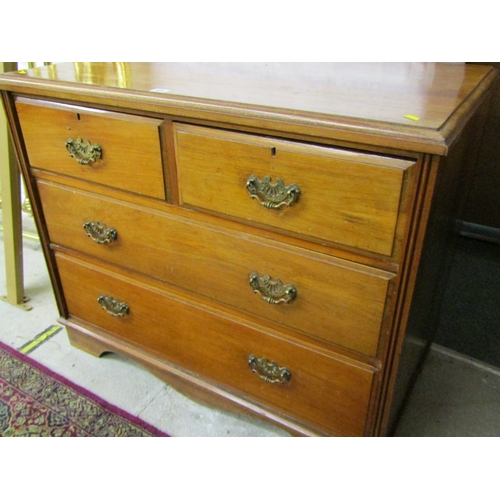 466 - EDWARDIAN CHEST, mahogany chest with 2 short and 2 long drawers, brass handles, 94cm