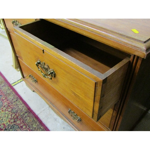 466 - EDWARDIAN CHEST, mahogany chest with 2 short and 2 long drawers, brass handles, 94cm