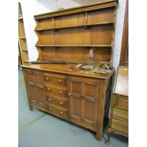 490 - ERCOL, Ercol mid oak dresser with 2 open shelves above, 2 cupboards and 4 drawers below, 146cm width