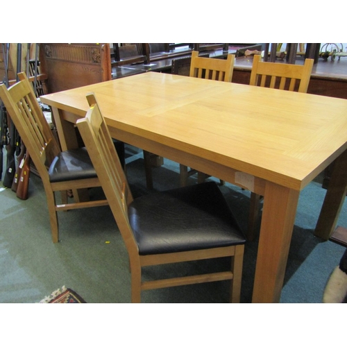 504 - MODERN LIGHT OAK DINING TABLE of rectangular form, with 4 matching chairs, 160cm