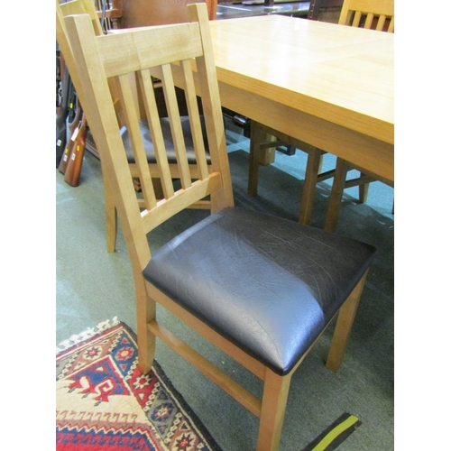 504 - MODERN LIGHT OAK DINING TABLE of rectangular form, with 4 matching chairs, 160cm