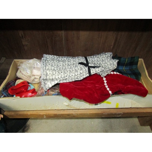 53 - VINTAGE DOLL, Doll with collection of clothes, 56 cm