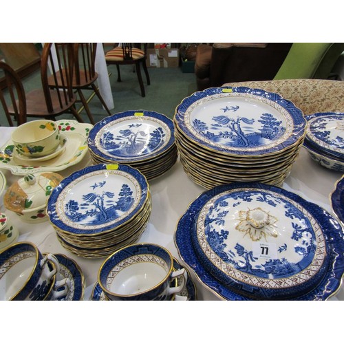 77 - BOOTHS REAL OLD WILLOW, large selection of Booths A8025 Real Old Willow dinner and tea ware includin... 