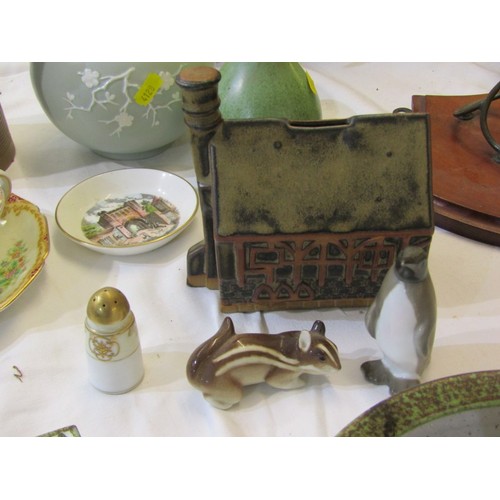 87 - BOURNE DENBY, 3 pieces of Glyn College pattern tableware, also various other pottery and porcelain i... 