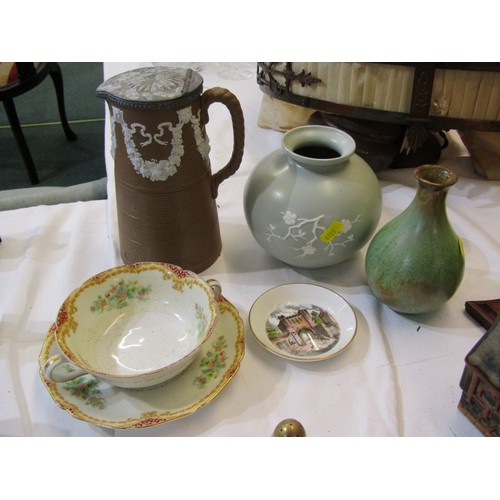 87 - BOURNE DENBY, 3 pieces of Glyn College pattern tableware, also various other pottery and porcelain i... 