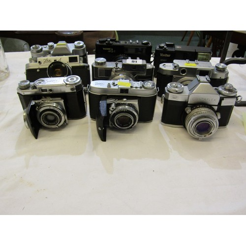 91 - 12 VINTAGE CAMERAS, including Zeiss Ikon, Compur-Rapid, Kodak Compur-Rapid, Retina 1B, Mamiya 35, Co... 