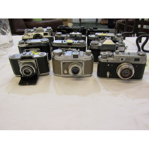 91 - 12 VINTAGE CAMERAS, including Zeiss Ikon, Compur-Rapid, Kodak Compur-Rapid, Retina 1B, Mamiya 35, Co... 