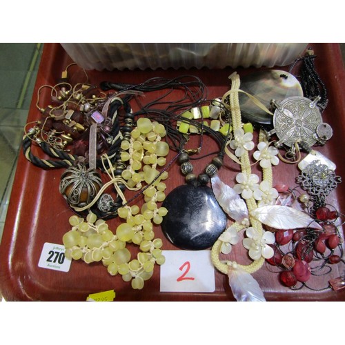 270 - COSTUME JEWELLERY, selection of plated and other pendants, dress watches, bangles, etc