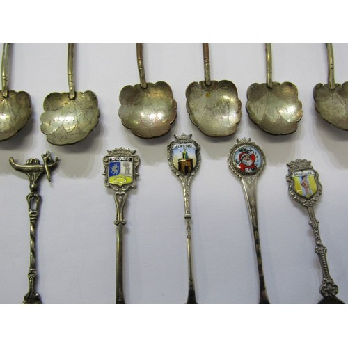 318 - TEASPOONS, collection of foreign silver and other souvenir spoons