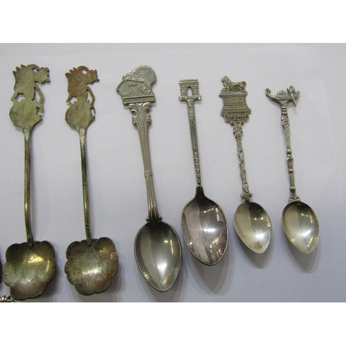 318 - TEASPOONS, collection of foreign silver and other souvenir spoons