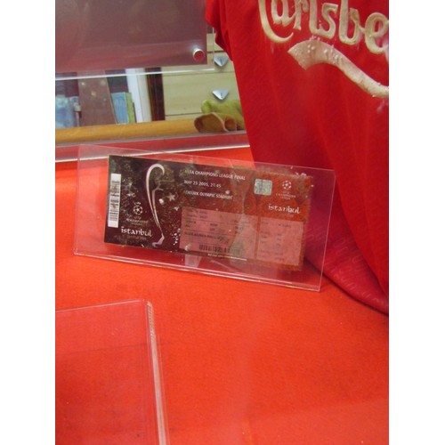 426 - LIVERPOOL CHAMPIONS LEAGUE FINAL DISPLAY, 2005 cased display for the Liverpool Champions League fina... 