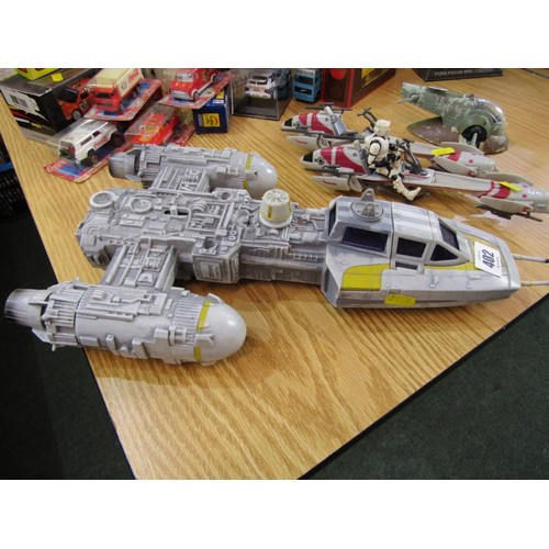 226 - STAR WARS, Star Fighter model by Lucas Films, 2 Star Wars pursuit vehicles by Hasbro and 1 other