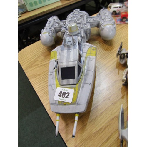 226 - STAR WARS, Star Fighter model by Lucas Films, 2 Star Wars pursuit vehicles by Hasbro and 1 other