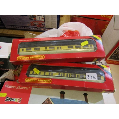 239 - HORNBY RAILWAY, collection of  boxed Hornby Railways, 00 guage, R430 GWR coach x 2, R629 level cross... 