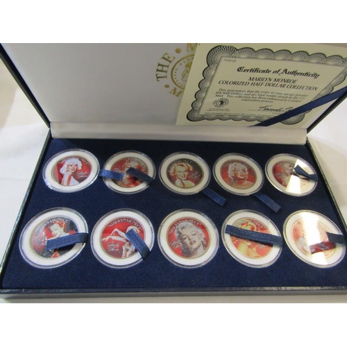 106 - MARILYN MONROE COLOURISED HALF DOLLAR, 10 - coin set in Morgan Mint presentation case with COA