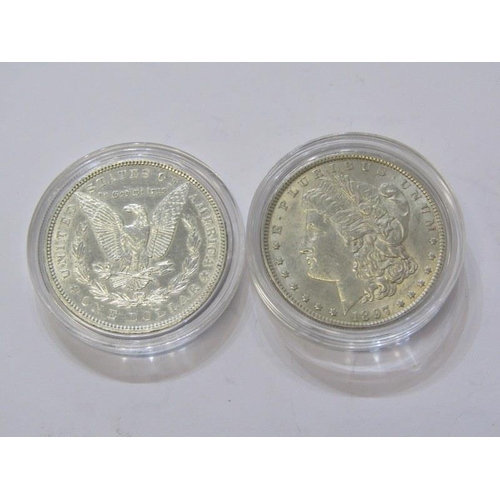 11 - 1896/1897 USA silver morgan dollars, both capsuled in high grade