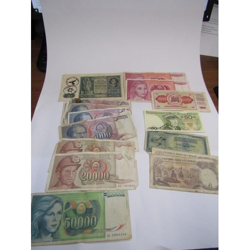 110 - SMALL COLLECTION OF WORLD BANK NOTES; Germany, Yugoslavia, Poland, plus USA silver certificate one d... 