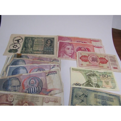 110 - SMALL COLLECTION OF WORLD BANK NOTES; Germany, Yugoslavia, Poland, plus USA silver certificate one d... 