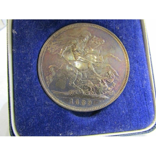 120 - 1889 VICTORIA SILVER CROWN in high grade with lovely rainbow toning