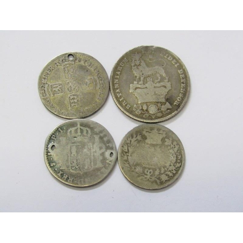 127 - EARLY SIXPENCES, William III sixpence (holed) George IV & William IV sixpences (poor condition) Geor... 