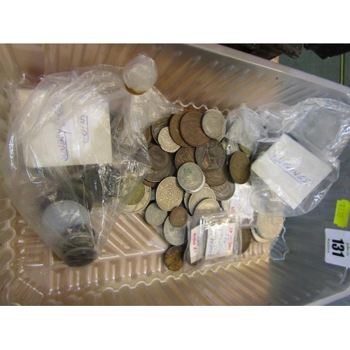 131 - TUB OF MIXED BRITISH COINAGE, including George III farthing and Victorian farthings and later, moder... 