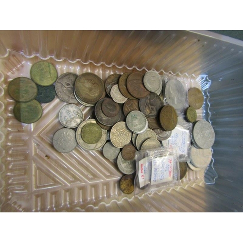 131 - TUB OF MIXED BRITISH COINAGE, including George III farthing and Victorian farthings and later, moder... 