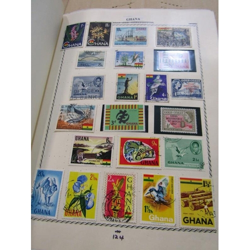 143 - Good World collection in 7 albums, all in box. Includes some good stamps eg. 2 GB 4 margin penny bla... 