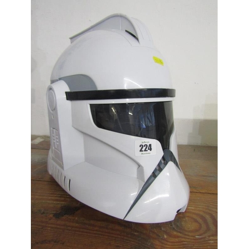 224 - STAR WARS, pair of Storm Trooper helmets together with a laser gun