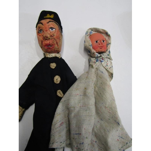 238 - VINTAGE PUNCH & JUDY, collection of Punch and Judy glove puppets, also Preacher, Crocodile, etc, app... 