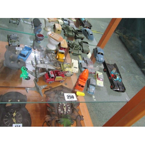 250 - MATCHBOX & LESNEY CARS, including a Lesney Morris Pick-up, Dinky Armoured transporter, Dinky Volkswa... 