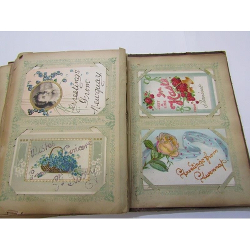 251 - EDWARDIAN POSTCARDS, floral album containing over 100 Edwardian greeting cards mainly of Cornish ori... 