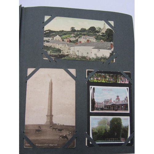 257 - EDWARDIAN POSTCARDS,  a vintage brown postcard album containing over 200 Edwardian mainly British to... 