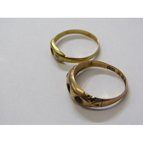 270 - 2 GOLD RINGS, a/f, 2 antique yellow gold rings, 1 x 15ct and 1 x 18ct, 3.5 grams