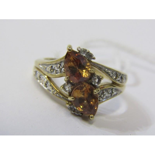 272 - FANCY CITRINE RING, 9ct yellow gold ring, set 2 citrines, size O