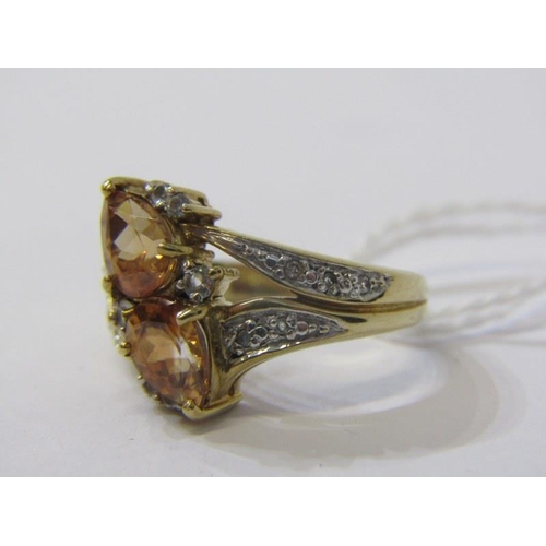 272 - FANCY CITRINE RING, 9ct yellow gold ring, set 2 citrines, size O