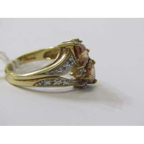 272 - FANCY CITRINE RING, 9ct yellow gold ring, set 2 citrines, size O