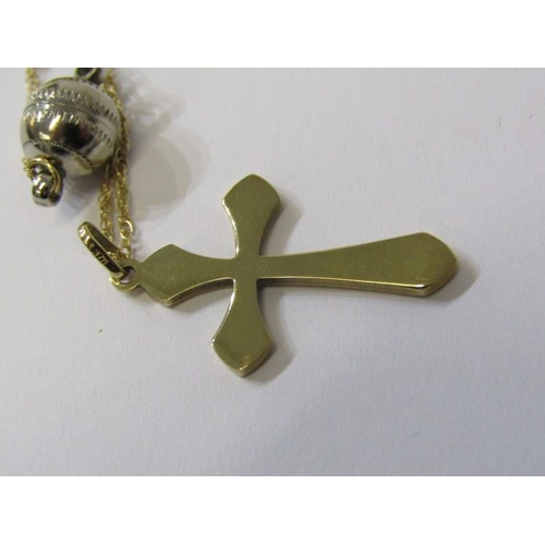 279 - GOLD PENDANT, 9ct gold cross on fine link chain with magnetic clasp, together with a 10ct gold stone... 