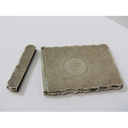 291A - SILVER CARD CASE, foliate decorated silver card case, Birmingham HM, maker GU, hinge a/f, 51.7 grams