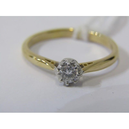 293 - SOLITAIRE DIAMOND RING, 18ct yellow gold and platinum set round brilliant cut diamond ring, diamond ... 