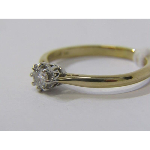 293 - SOLITAIRE DIAMOND RING, 18ct yellow gold and platinum set round brilliant cut diamond ring, diamond ... 