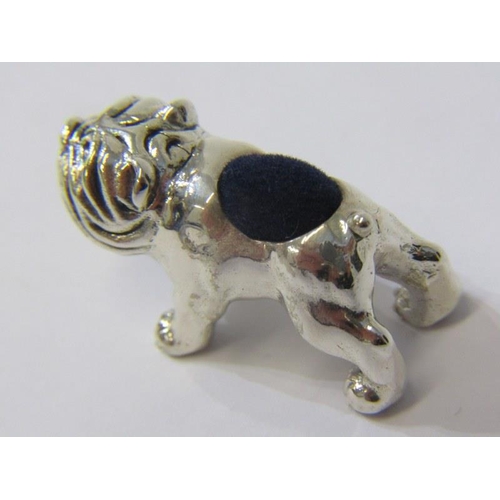 305 - SILVER MULTI PIN CUSHION, a sterling silver pin cushion in the form of a bull dog