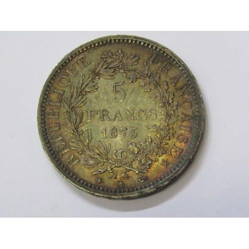 32 - 1873 A French Republic silver 5 francs in high grade, an iconic coin depicting Hercules, a lovely ex... 