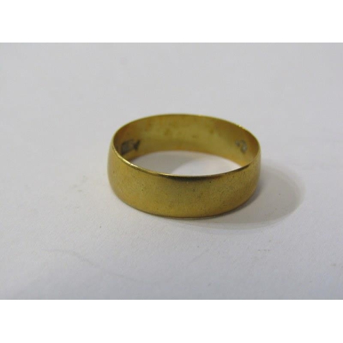 322 - GOLD BAND RING, 22ct yellow gold band ring, size J/K, 2grms