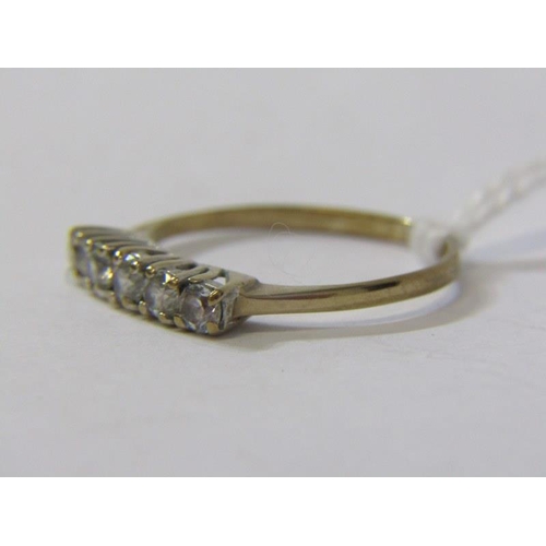 323 - 5 STONE GOLD RING, 9ct yellow gold ring, set 5 clear stones, size P