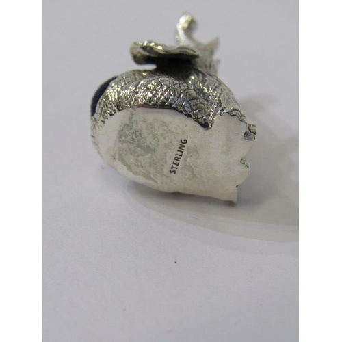 326 - NOVELTY PIN CUSHION, sterling silver novelty pin cushion in the form of a seated elephant