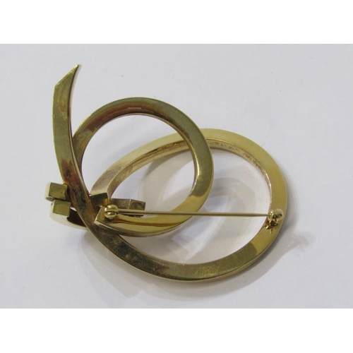 328 - GOLD KNOT BROOCH, antique yellow gold brooch, stamped 14K, 13.6grms